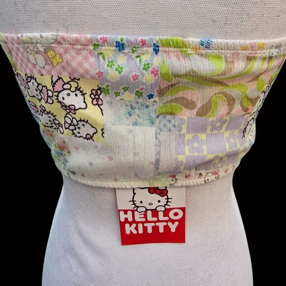 Hello Kitty Patchwork Bandeau Tube Top By NGOrder w/ Elastic Fit – S M L – NWT - Picture 6 of 8